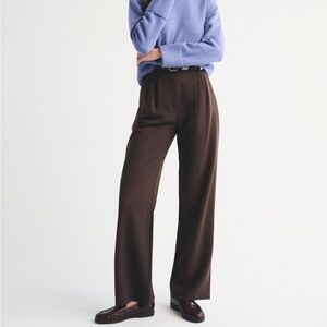 Abercrombie & Fitch sloane tailored wide leg pant brown long